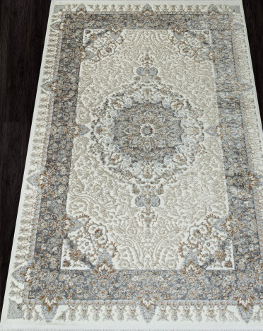 Ковер турецкий 06066A SAHARA (Полиэстер, серый, кремовый) прямоугольный