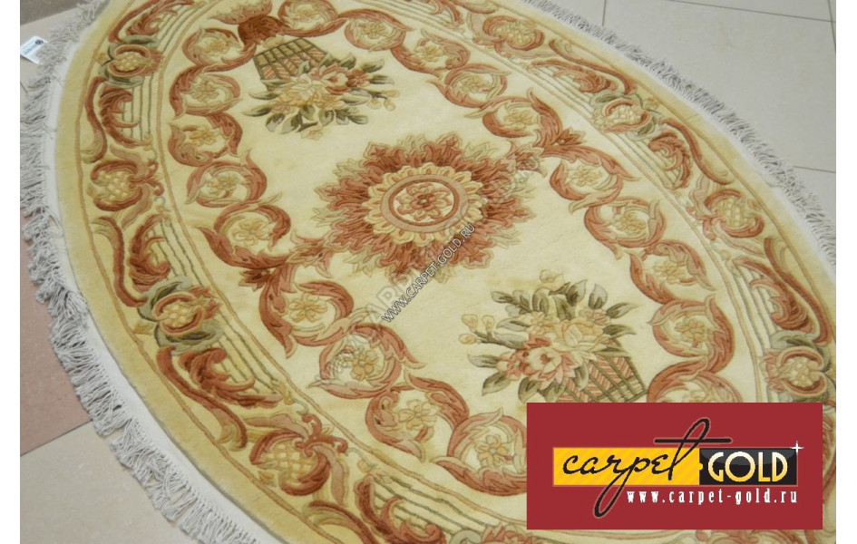 Китайский шерстяной ковер ручной работы SHD-27 - CREAM oval