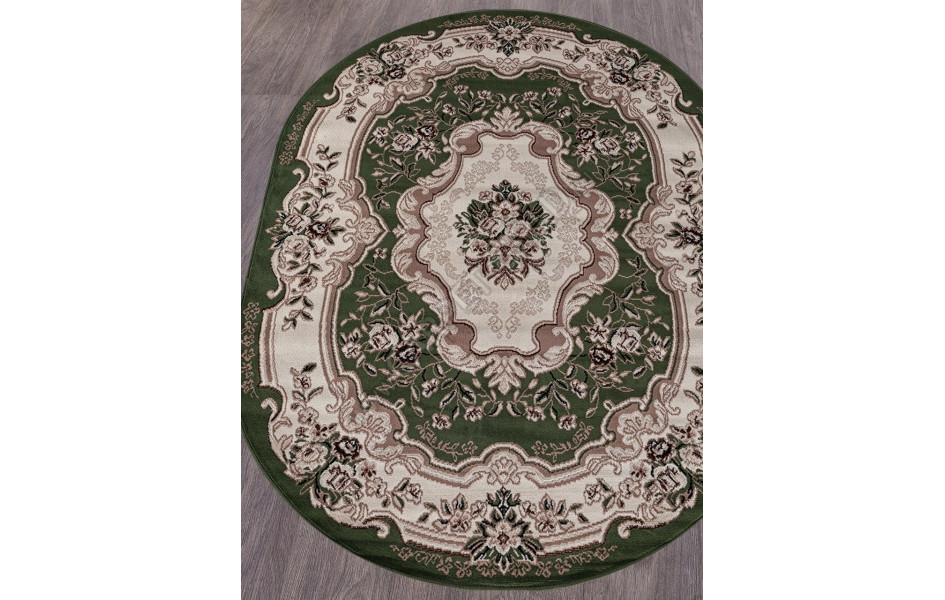 Ковер D017 - зеленый - Овал - коллекция GAVANA